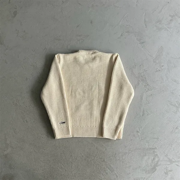 Corteiz CRZ Logo Ribbed Knit Sweater Beige - 49