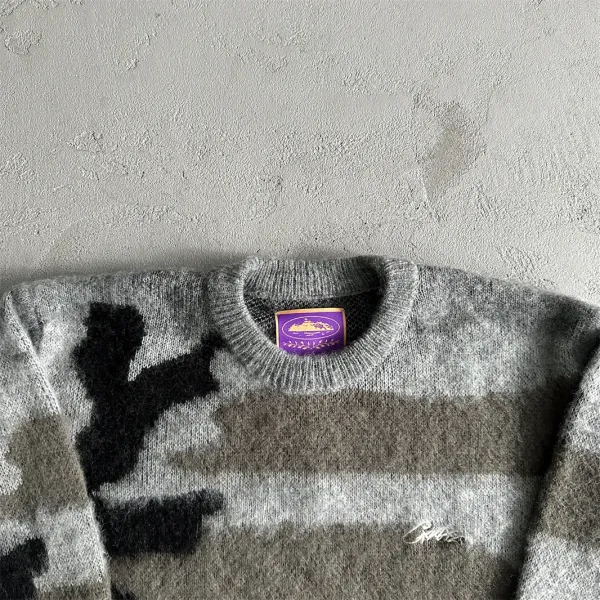 Corteiz CRZ Logo Ribbed Knit Sweater Beige - 42
