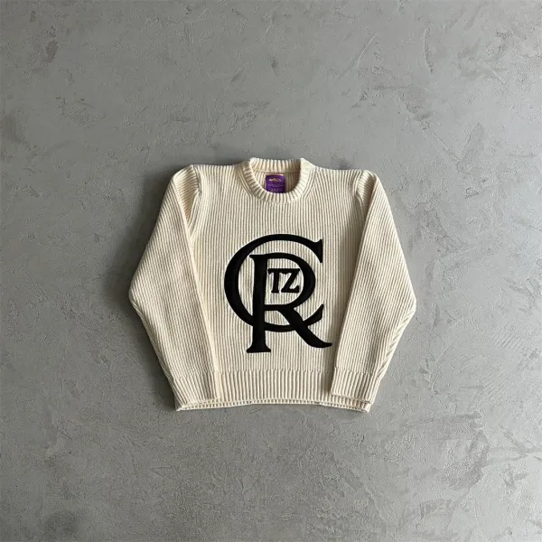 Corteiz CRZ Logo Ribbed Knit Sweater Beige - 50