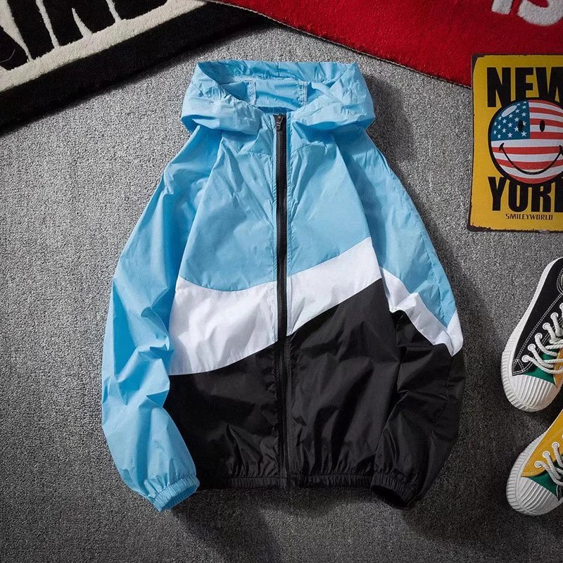 Nike Big Swoosh Windbreaker Jacket Blue White Black