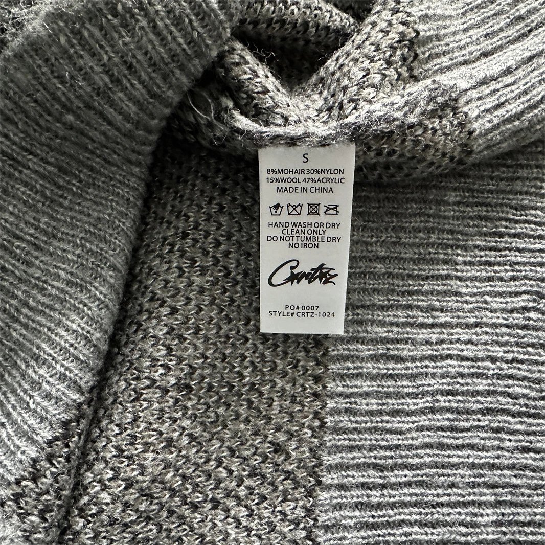 Corteiz CRZ Logo Ribbed Knit Sweater Beige - 44
