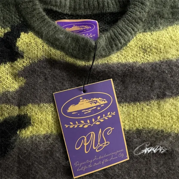 Corteiz CRZ Logo Ribbed Knit Sweater Beige - 32