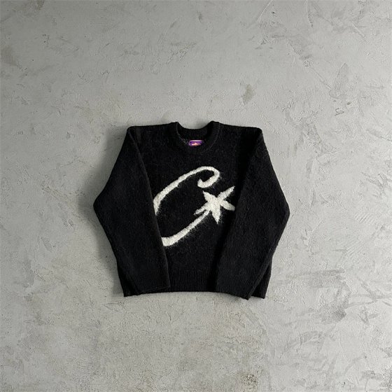 Co Big C Mohair Crew Neck Sweater Camouflage Embroidery