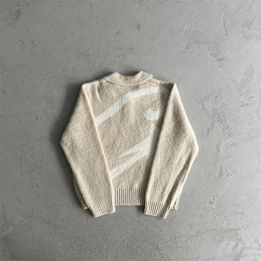 Corteiz CRZ Logo Ribbed Knit Sweater Beige - 46