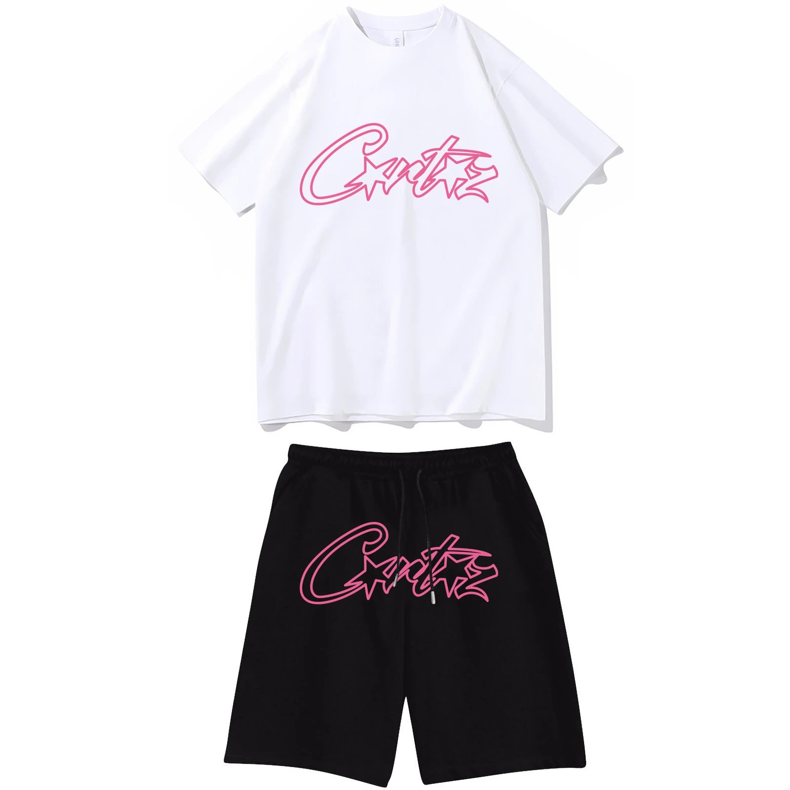 Cor letter printed short sleeved T-shirt shorts set