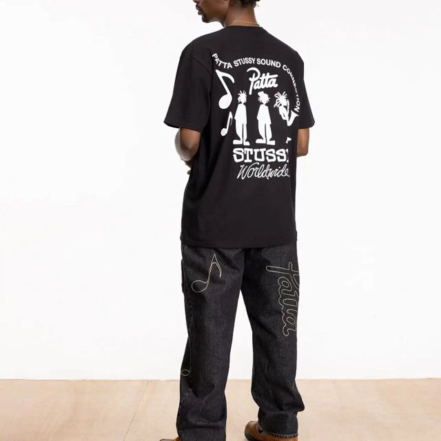 Stussy Black SP Logo Cotton Crew Neck T-Shirt