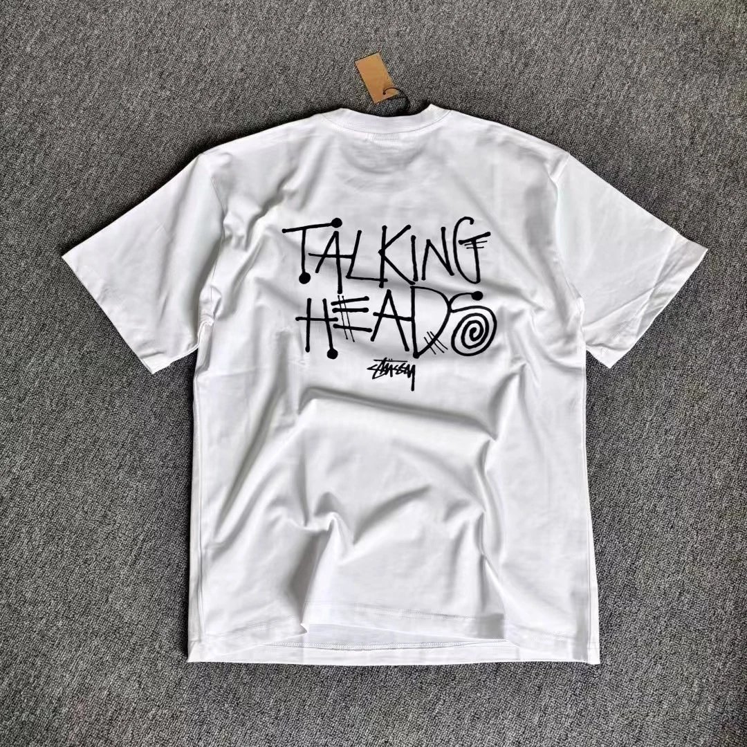 Stussy x Talking Heads White Vintage Crew Neck Cotton Tee
