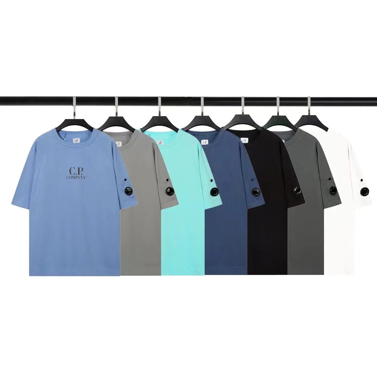C.P. Company Light Blue Lens Logo Cotton T-Shirt