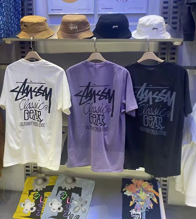 Stussy White Classic Gear Graffiti Logo Tee