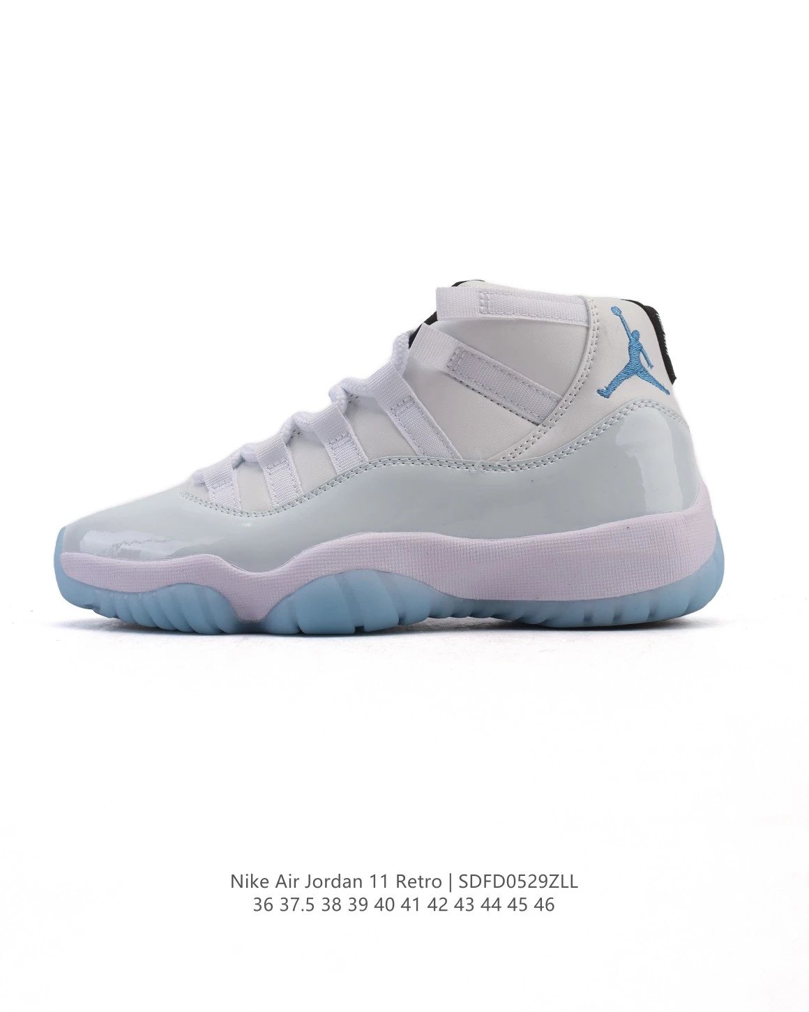 Air Jordan 11 Retro White Blue Patent Basketball Shoes