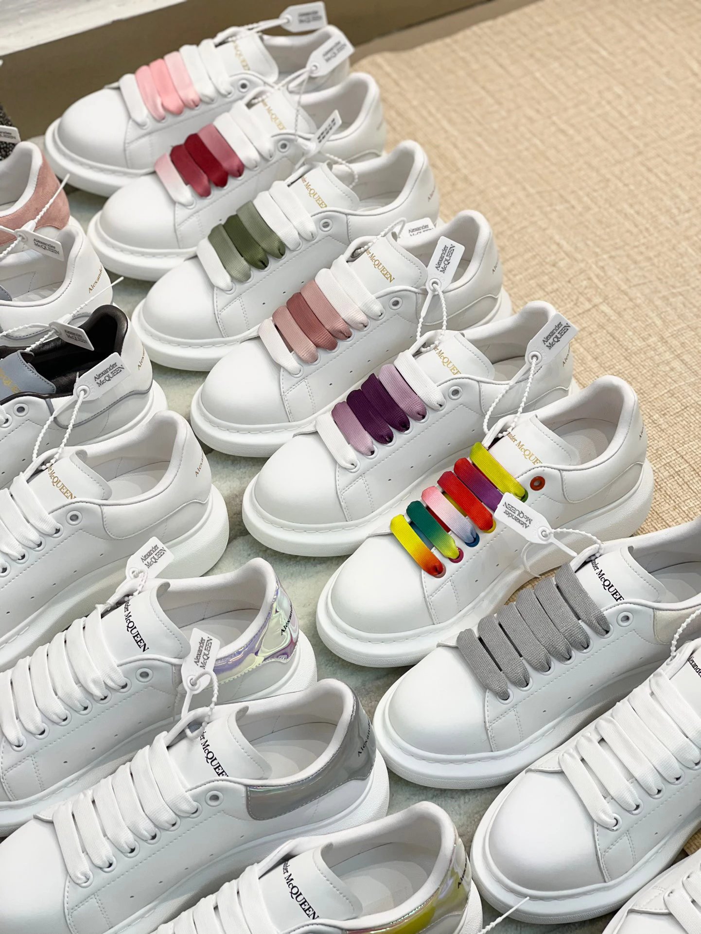 Alexander McQueen Oversized White Leather Platform Sneakers