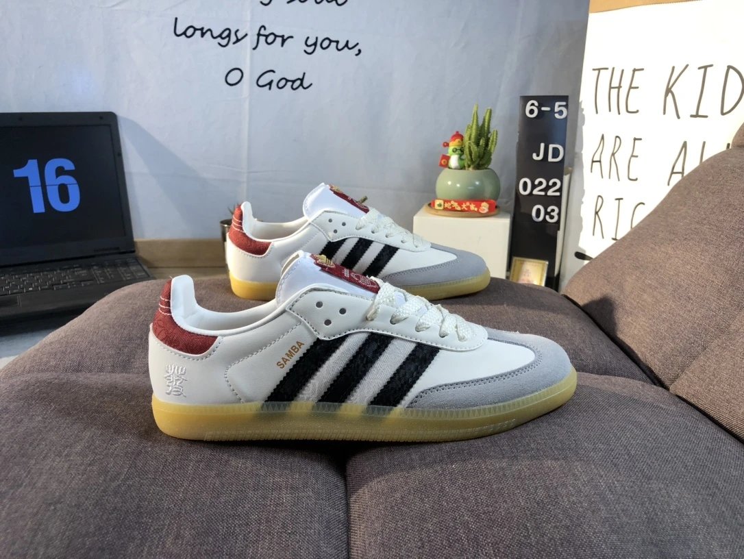 Adidas Samba White Black Red Gum Sole Sneakers