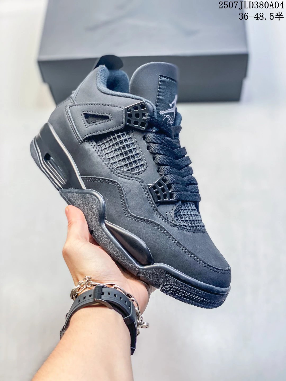 Air Jordan AJ4 Retro Black Cat Suede Basketball Shoes