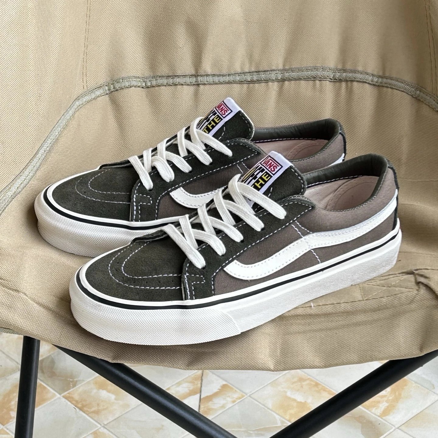 Vans Sk8-Low Olive Suede Canvas Low-Top Sneakers