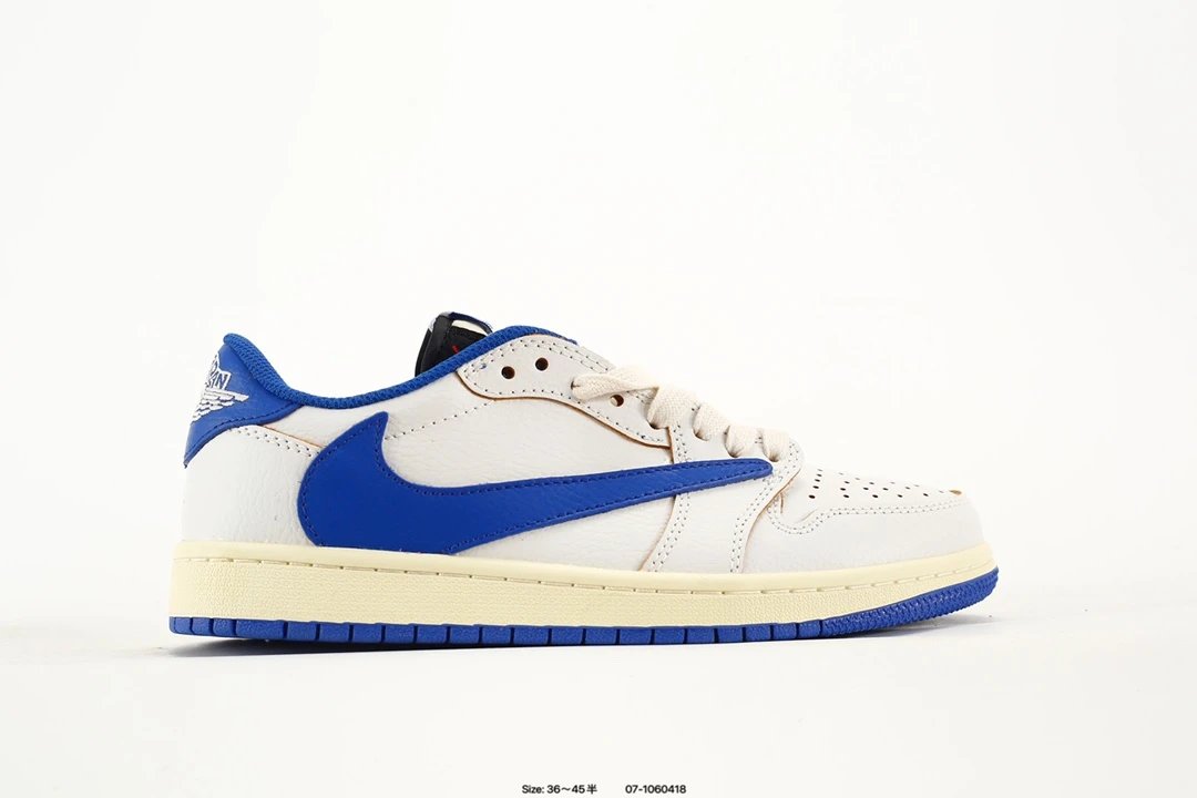 Nike Air Jordan 1 Low White Blue Reverse Swoosh Shoes