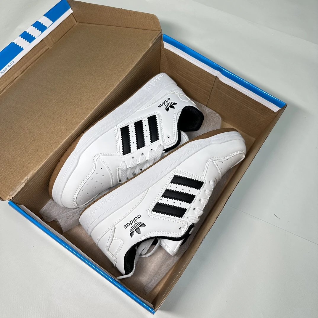 Adidas Classic White Black 3-Stripes Retro Leather Sneakers