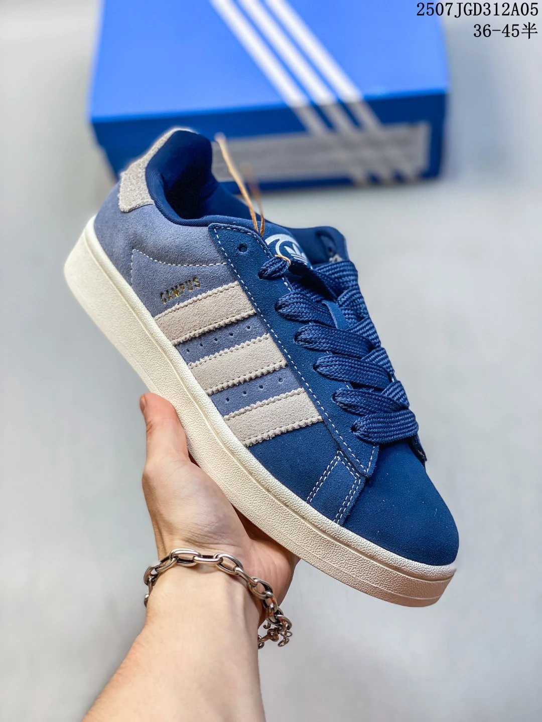 Adidas Campus Blue Gray Suede 3-Stripes Skate Shoes