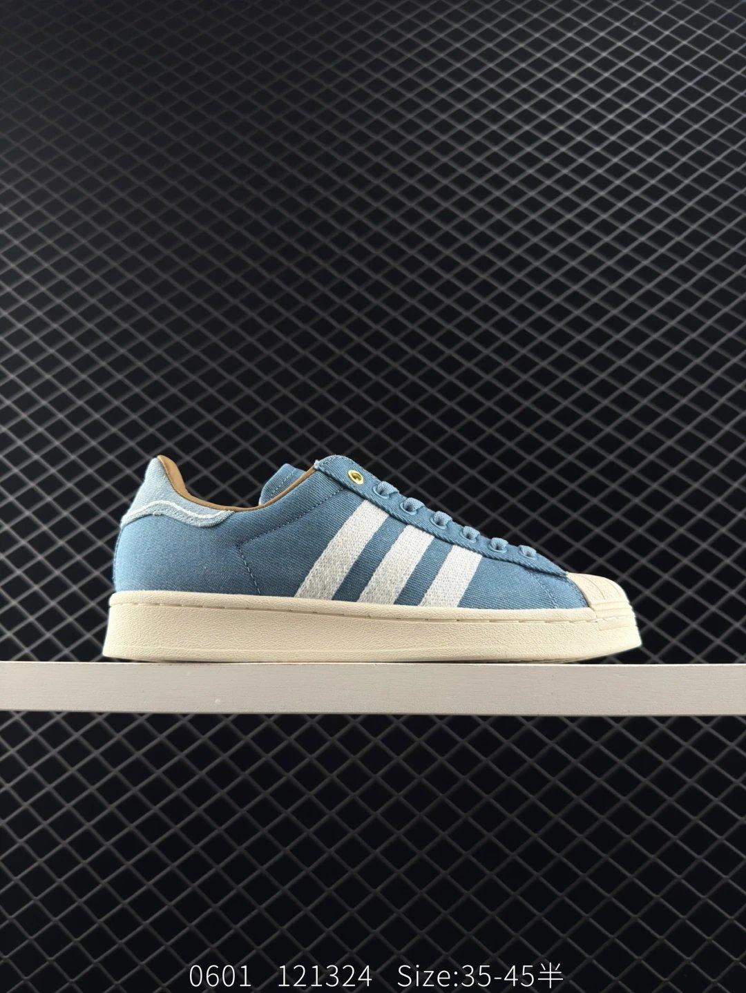 Adidas Superstar Blue Canvas 3-Stripes Shell Toe Shoes