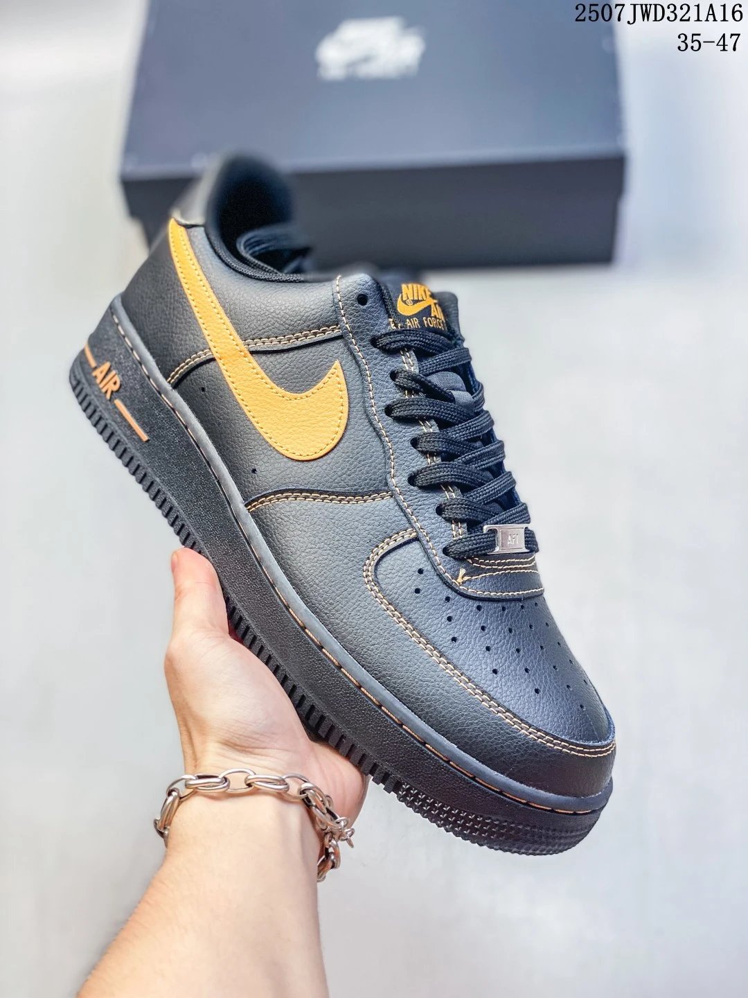 Nike Air Force 1 Black Gold Low Top Sneakers