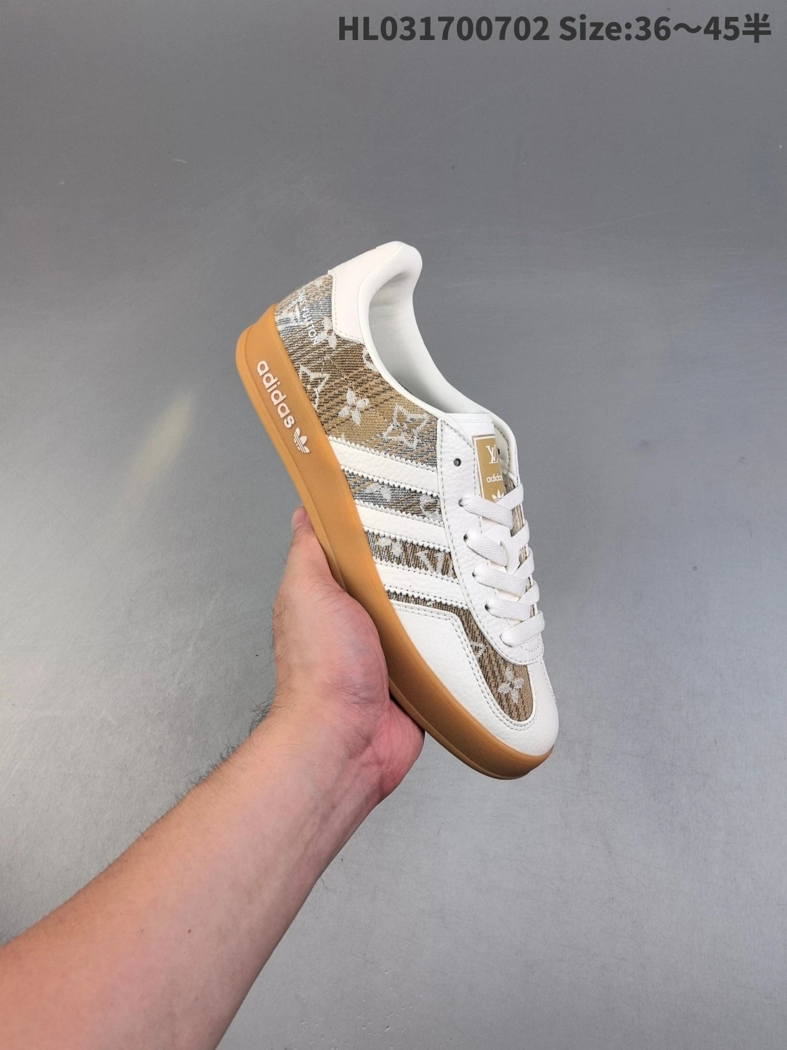 adidas Originals White Brown Monogram Low-Top Sneakers
