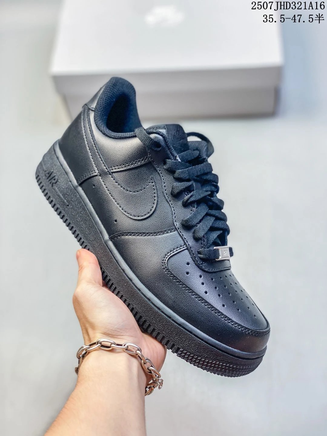 Nike Air Force 1 Low Black Leather Sneakers
