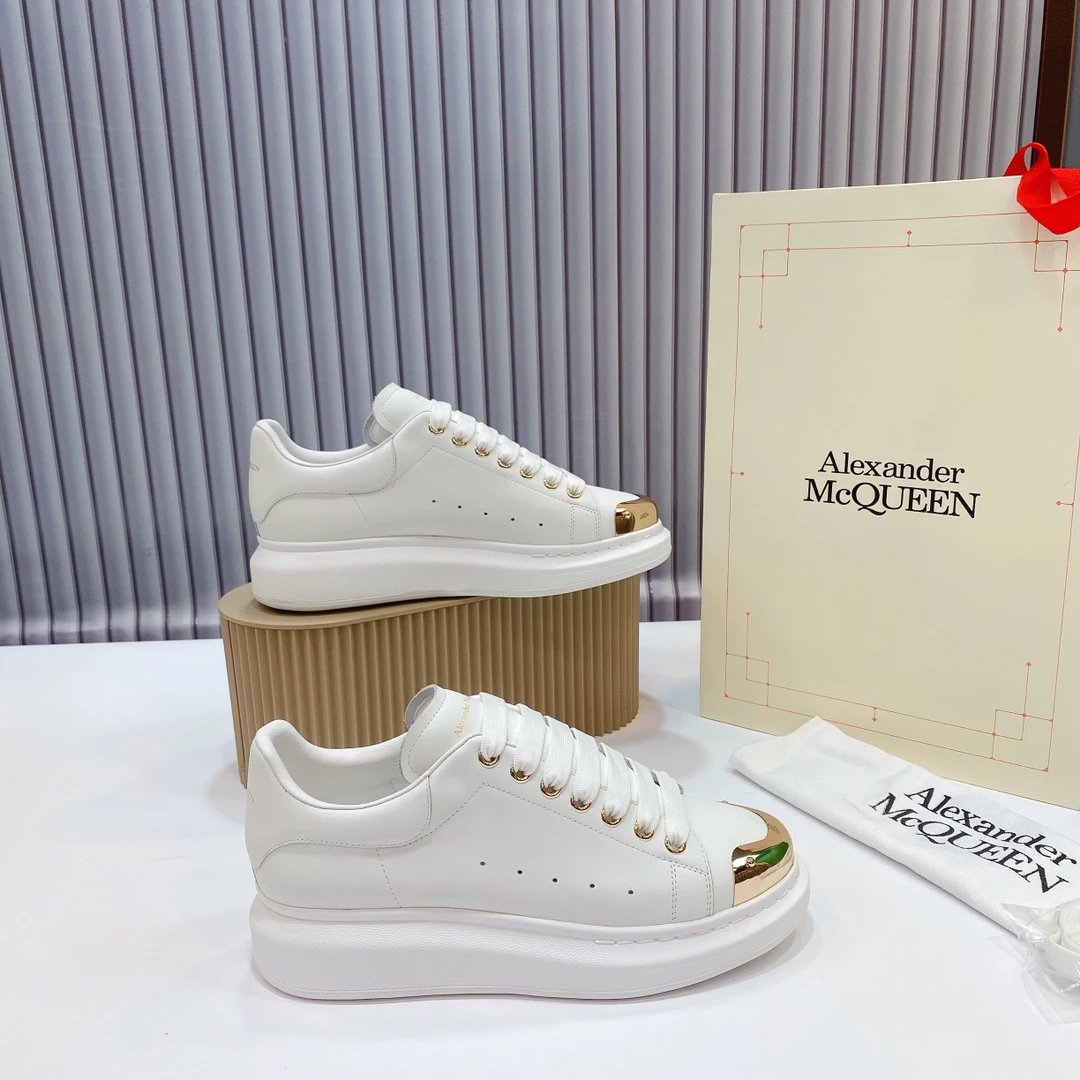 Alexander McQueen Oversized White Gold Platform Sneakers