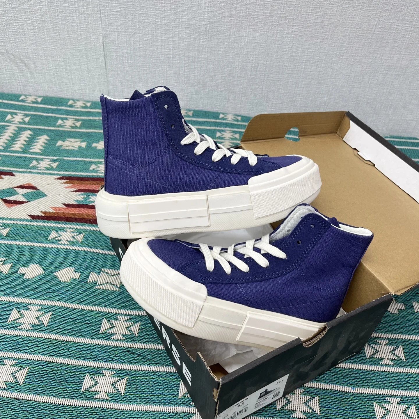 Converse Navy High Top Canvas Platform Sneakers