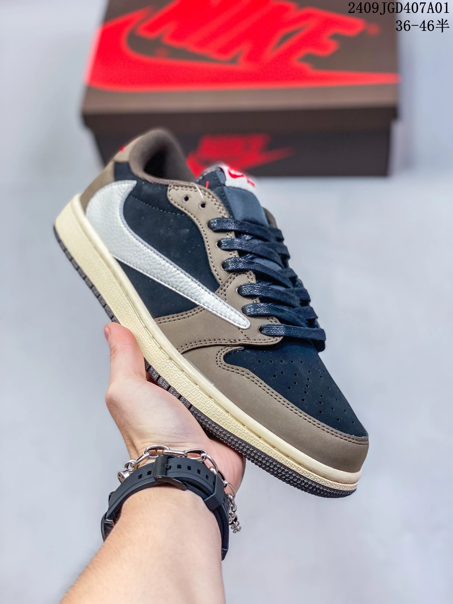 Nike Air Jordan 1 Low Reverse Swoosh Brown Black Sneakers