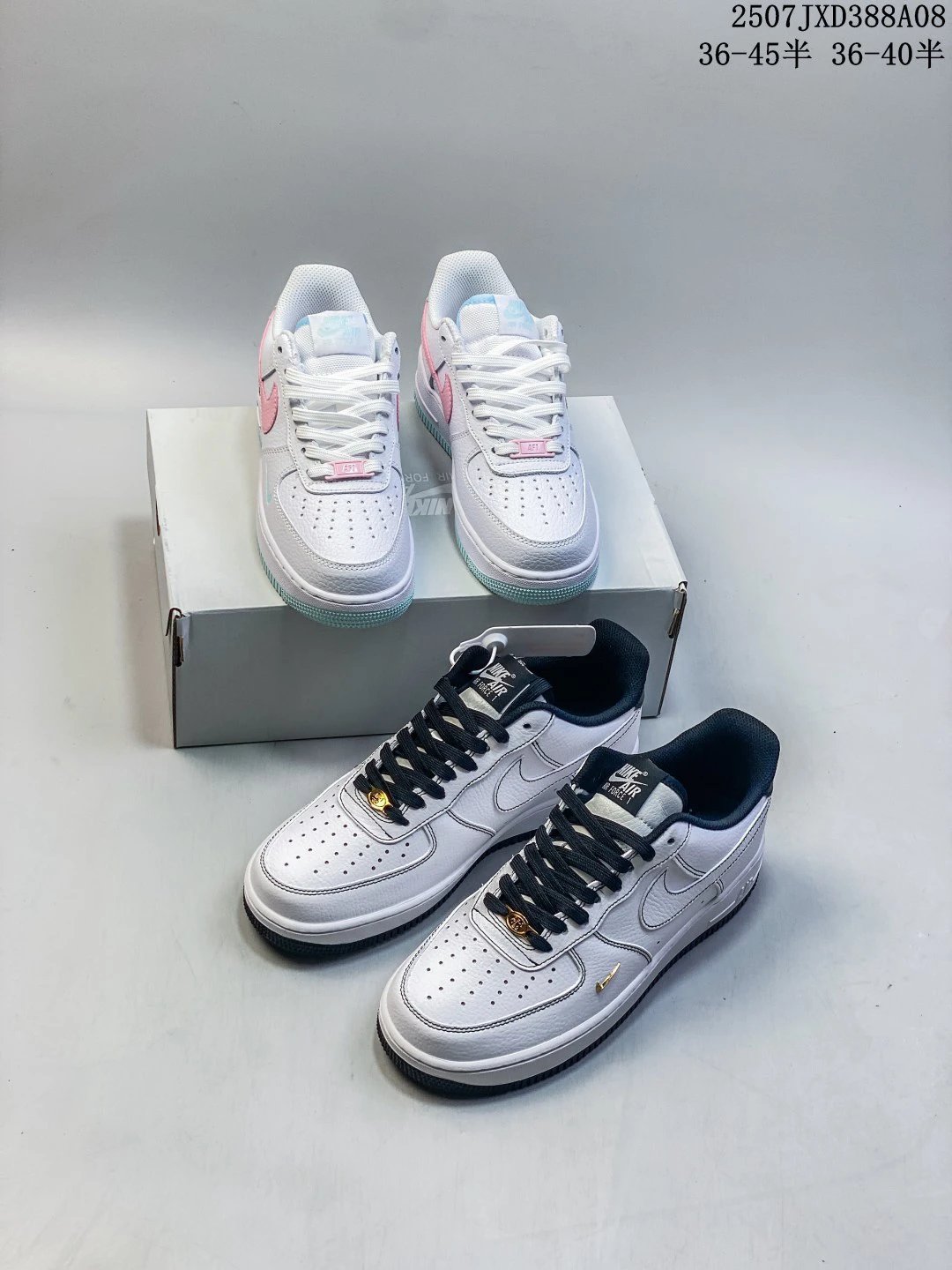 Nike Air Force 1 Low White Black Leather Sneakers