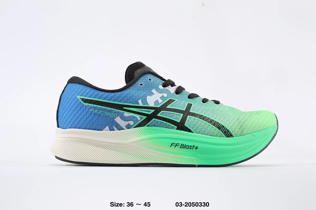 Asics Magic Speed Blue Green Carbon Plate Running Shoes