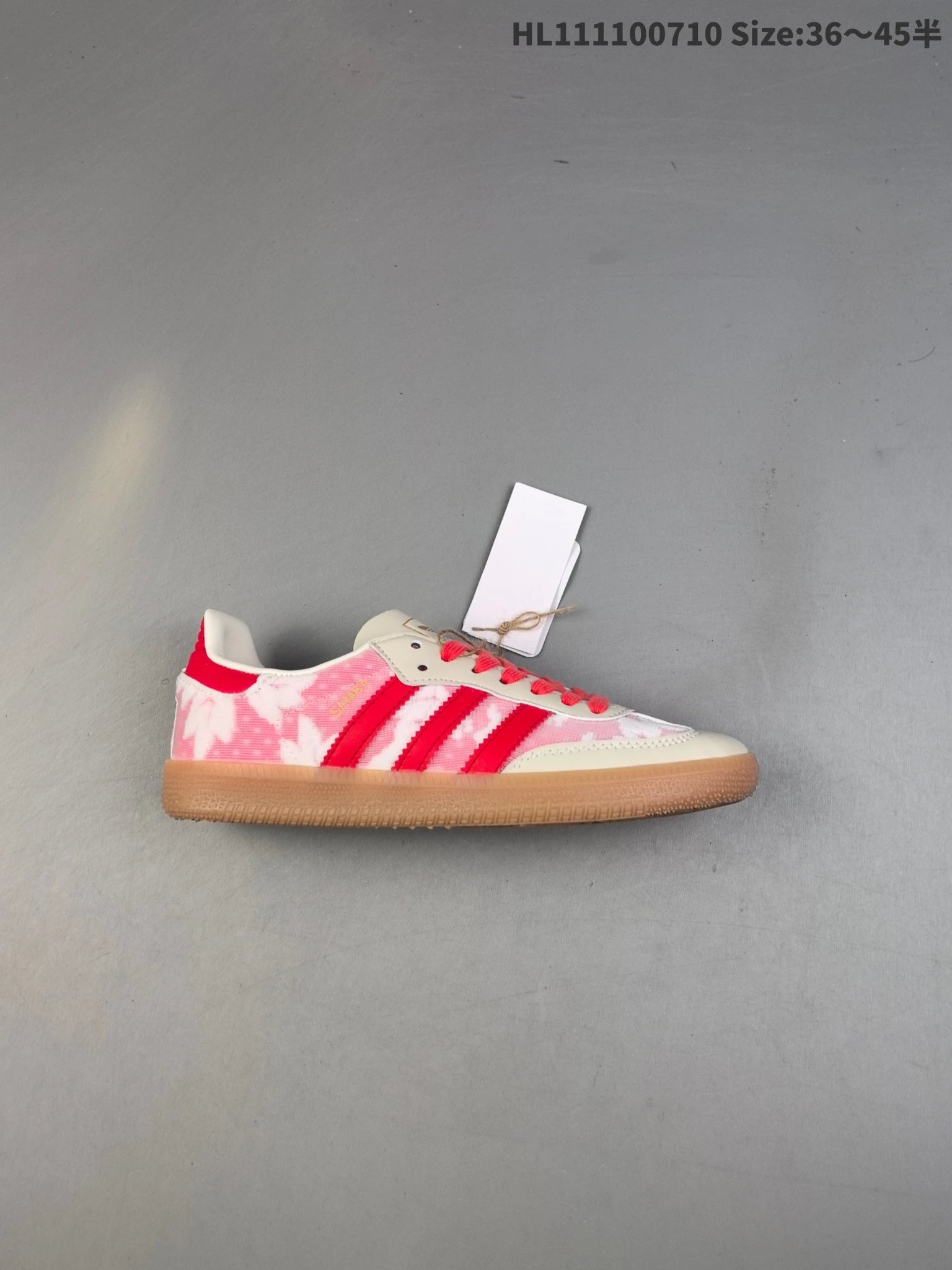 Adidas Samba Pink Floral Red 3-Stripes Gum Sole Sneakers