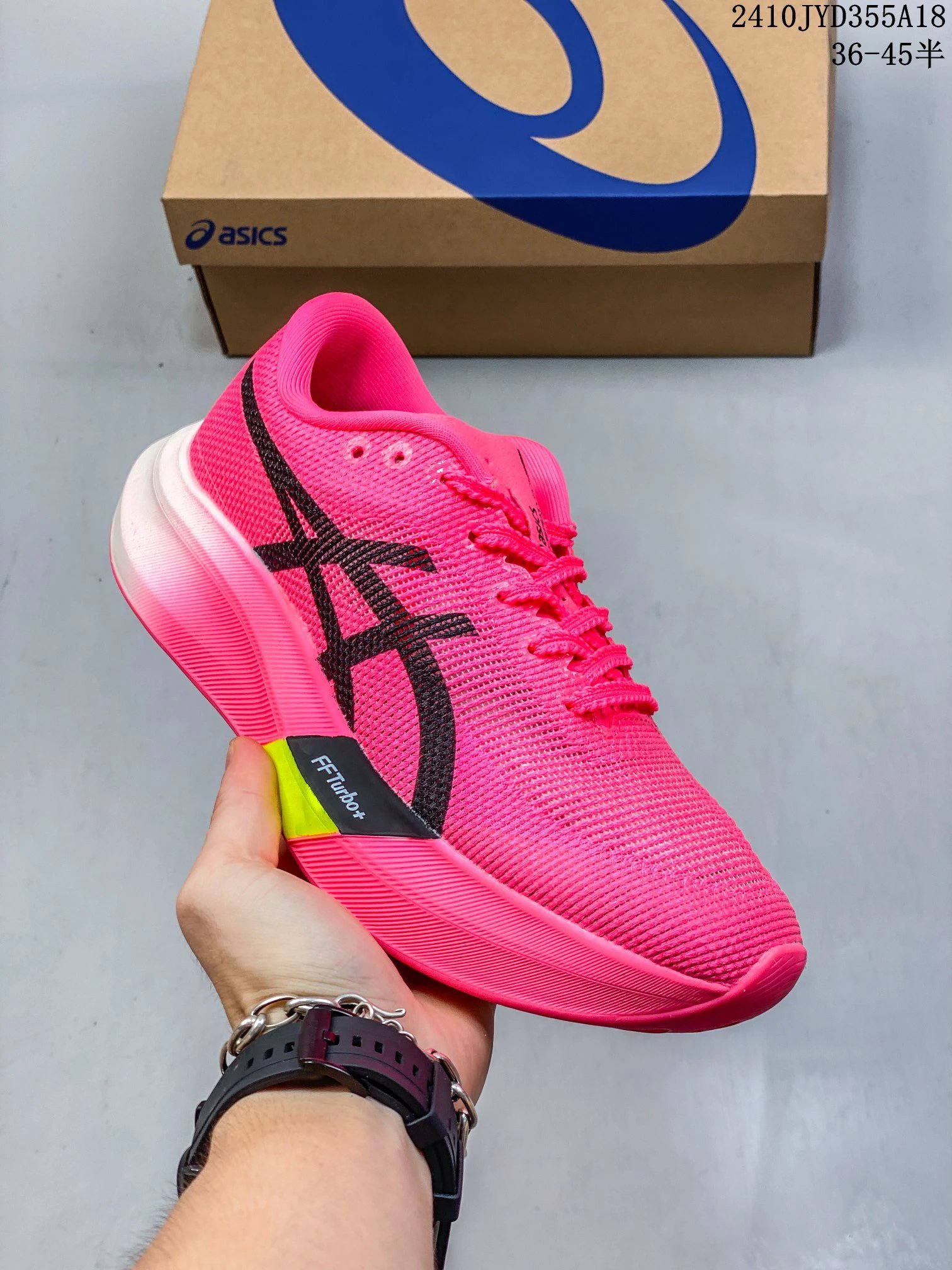 Asics FF Turbo Pink Mesh Running Shoes Black Logo