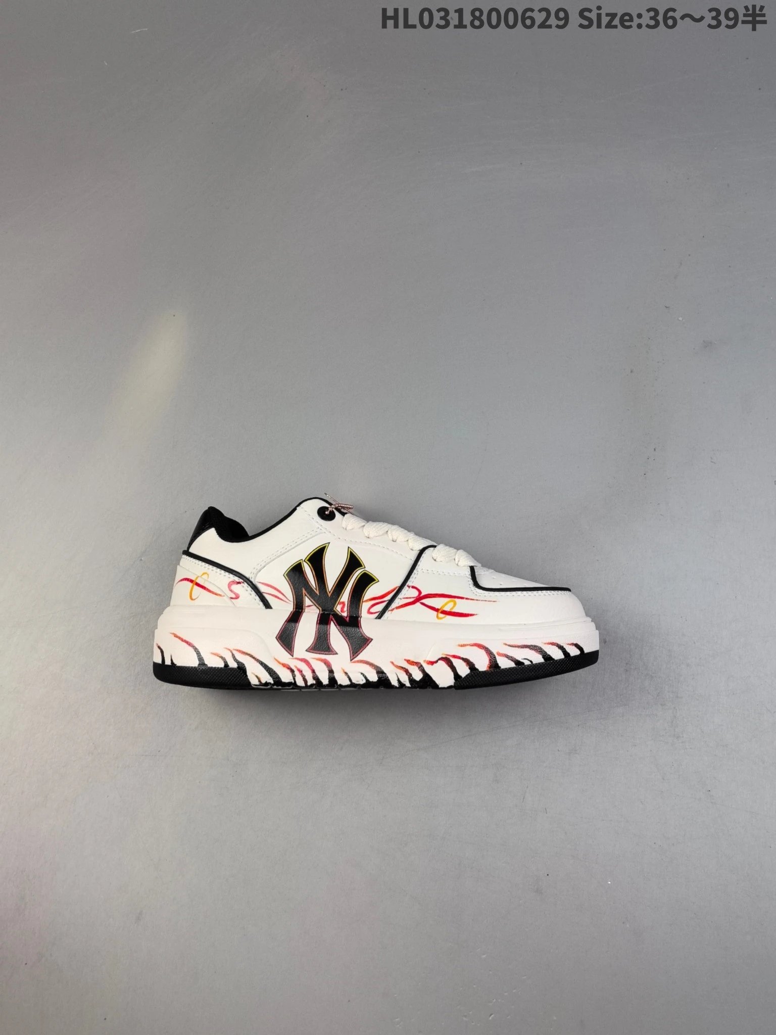 MLB NY White Platform Flame Sneakers Shoes
