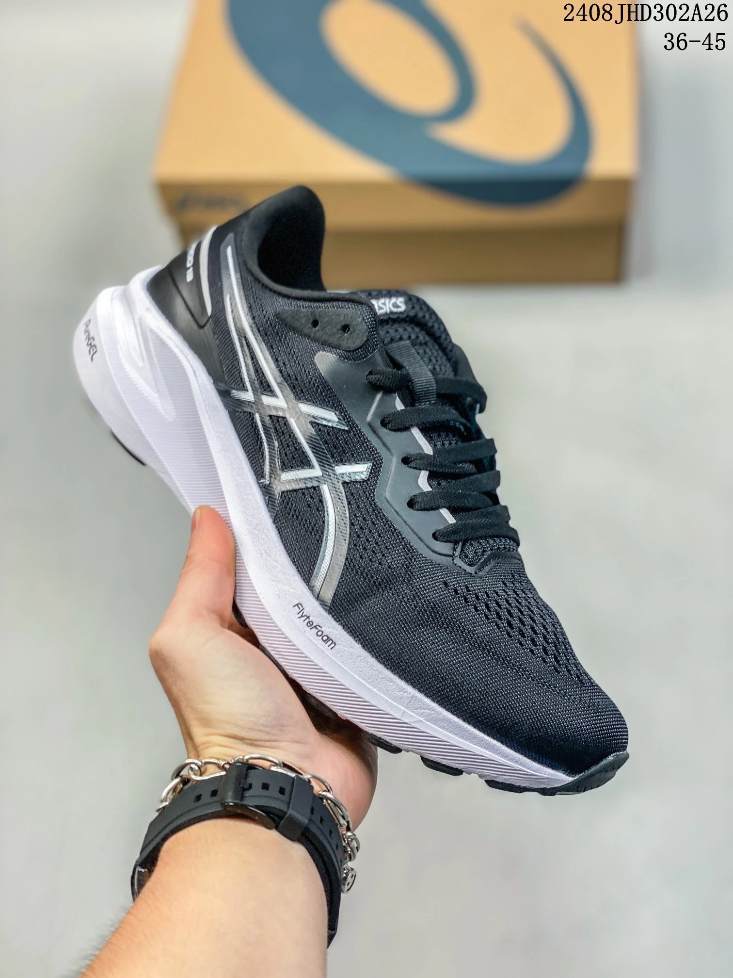 Asics Jolt Black White FlyteFoam Mesh Running Shoes