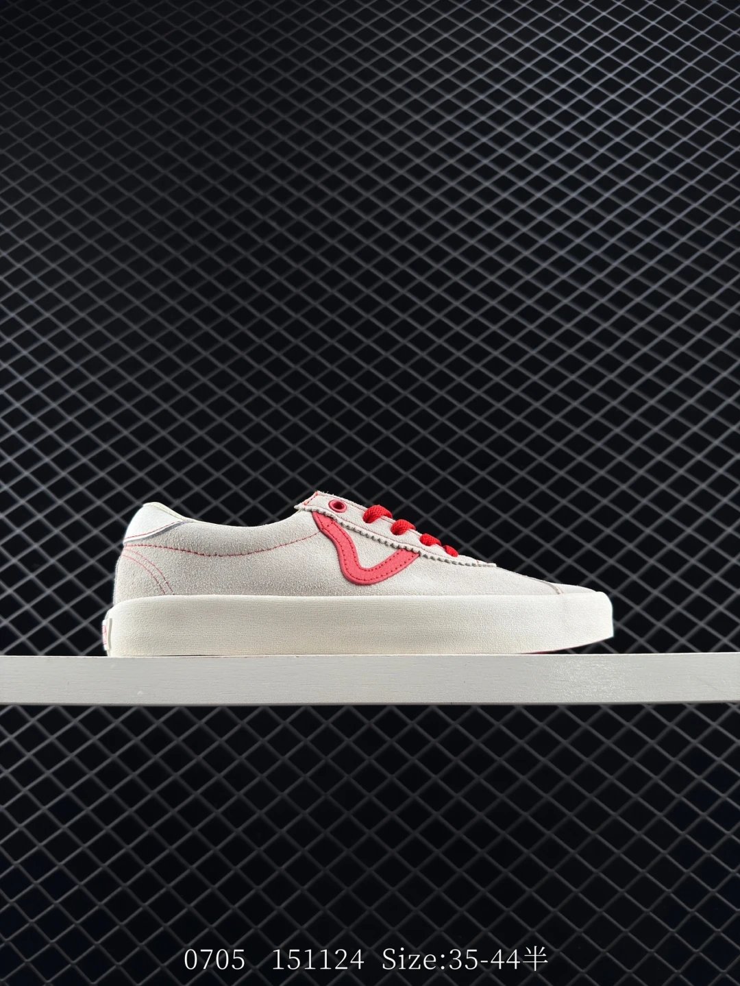 Vans Gray White Red Low-Top Skate Sneakers