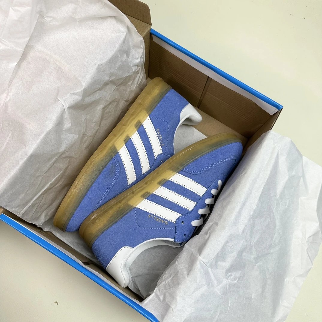 Adidas Gazelle Blue Suede Low Top Gum Sneakers