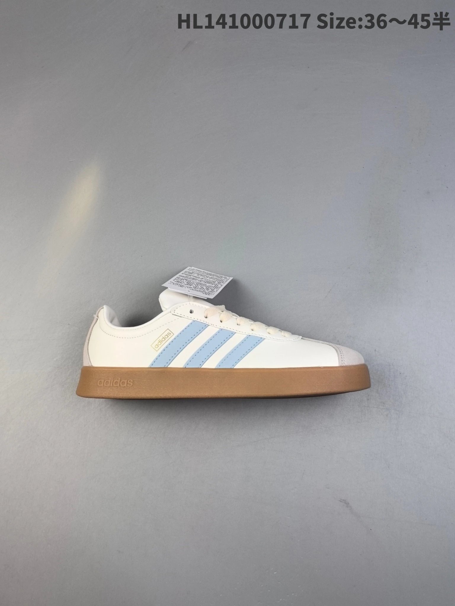 Adidas White Blue 3-Stripes Gum Sole Low Top Sneakers