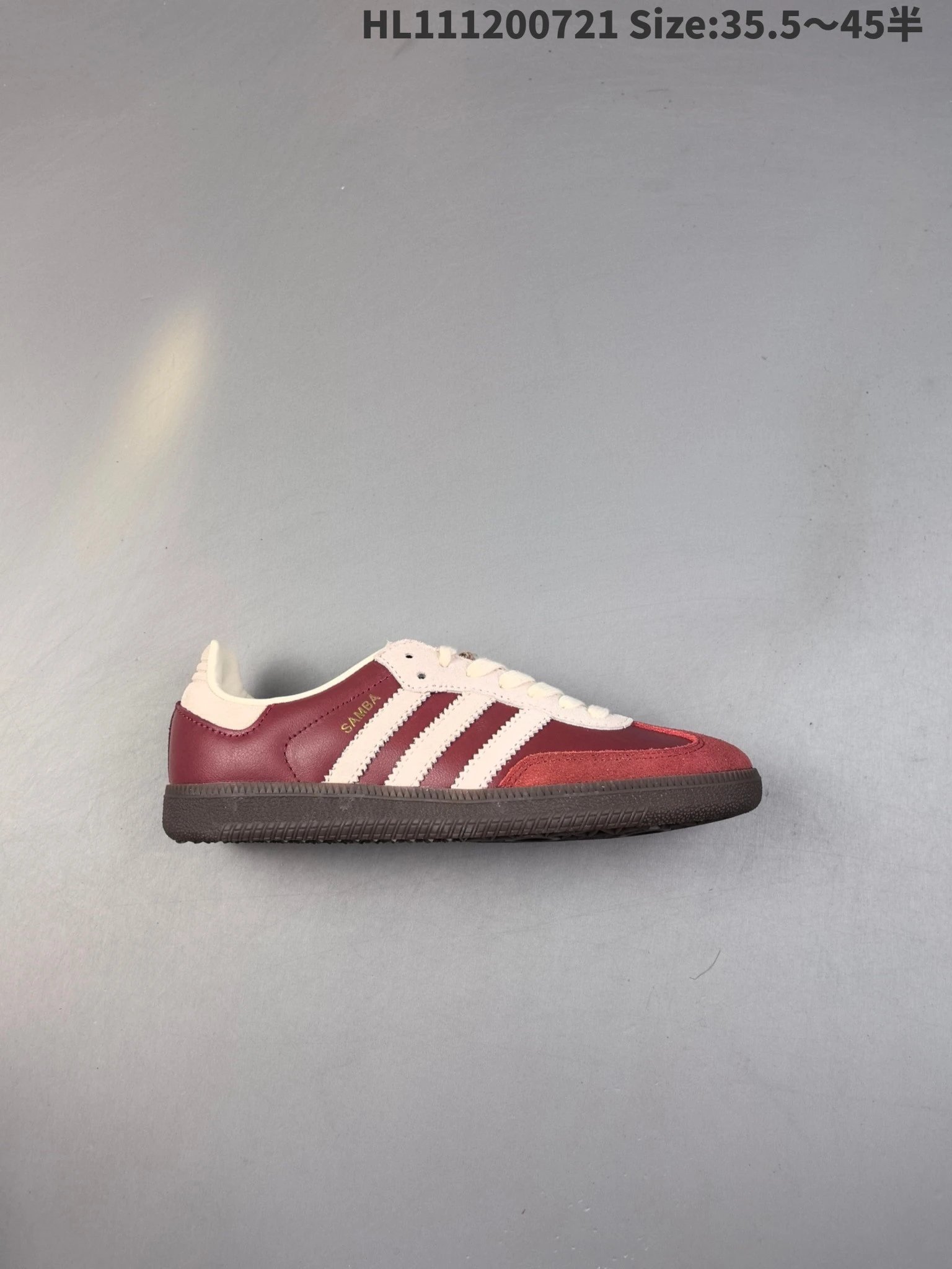 Adidas Samba Burgundy White Suede Leather Gum Sneakers