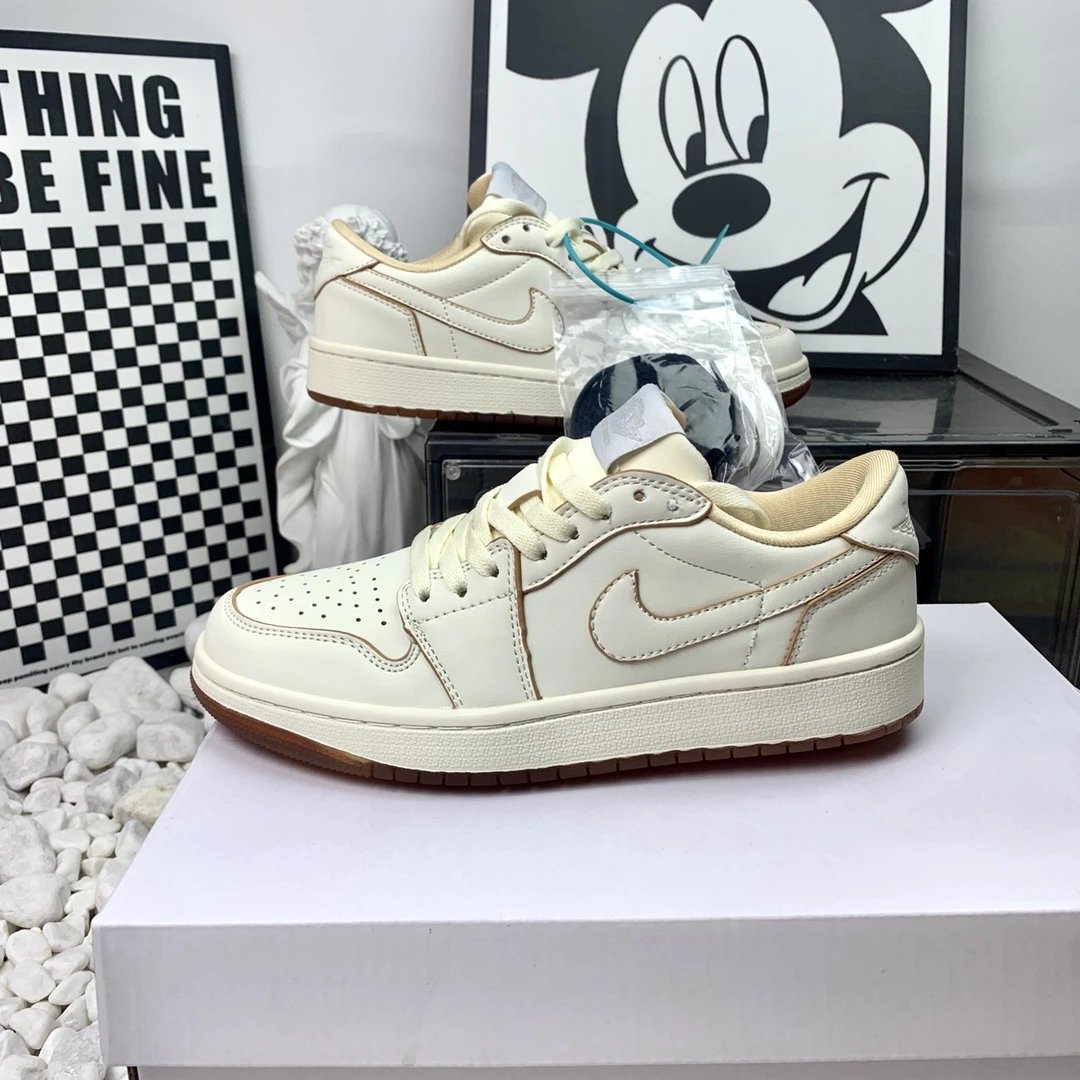 Nike Air Jordan 1 Low Cream Beige Brown Sneakers