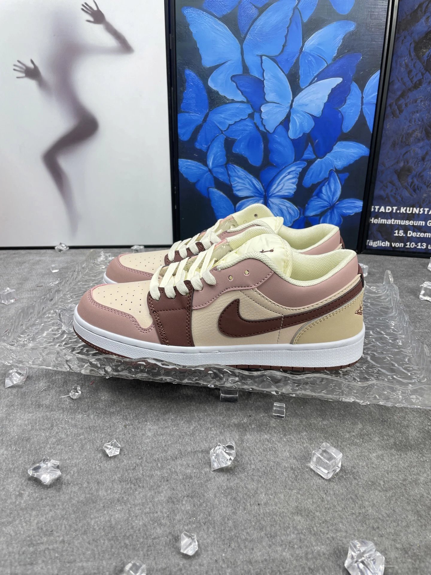 Air Jordan AJ1 Low Pink Beige Brown Leather Sneakers