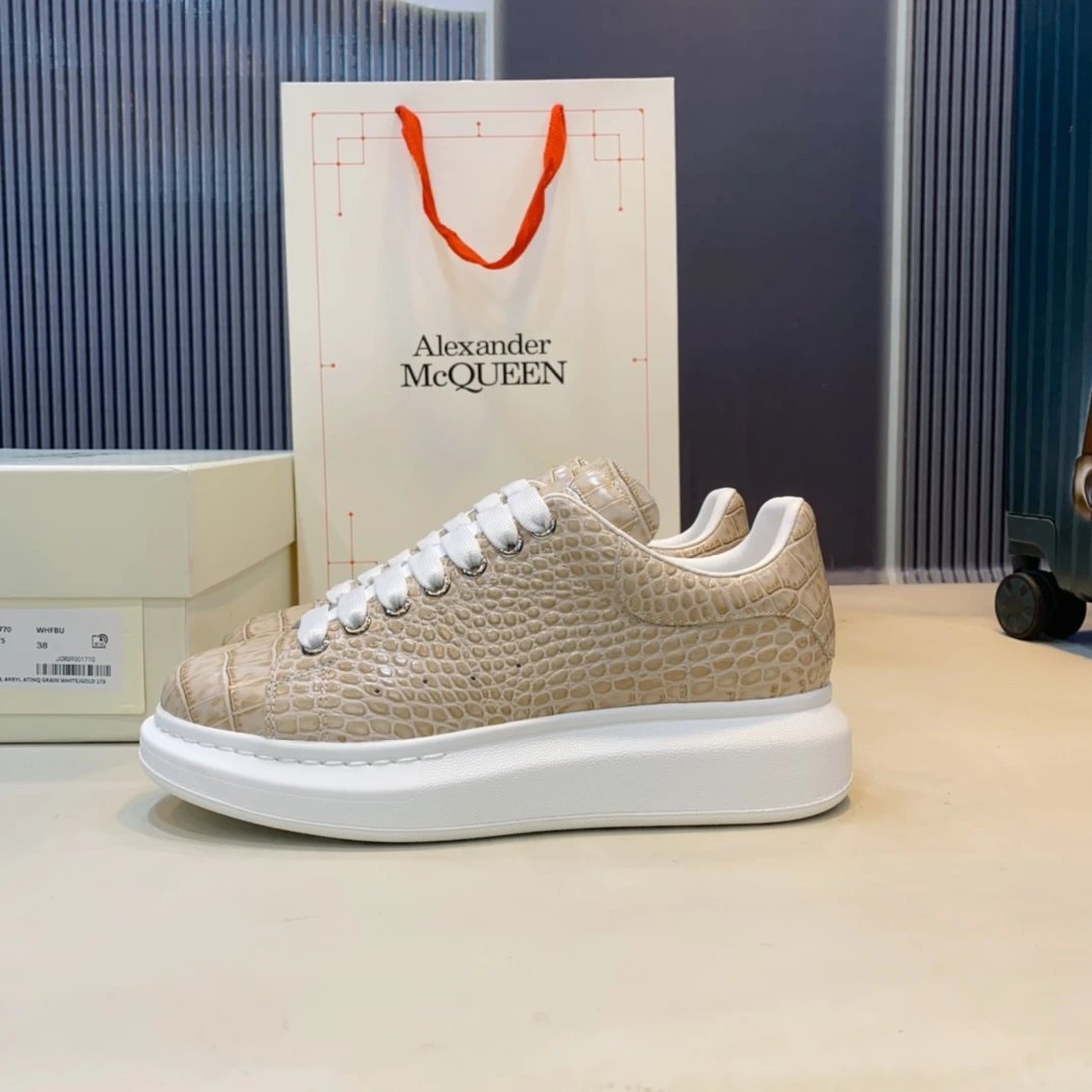 Alexander McQueen White Leather Platform Sneakers Shoes
