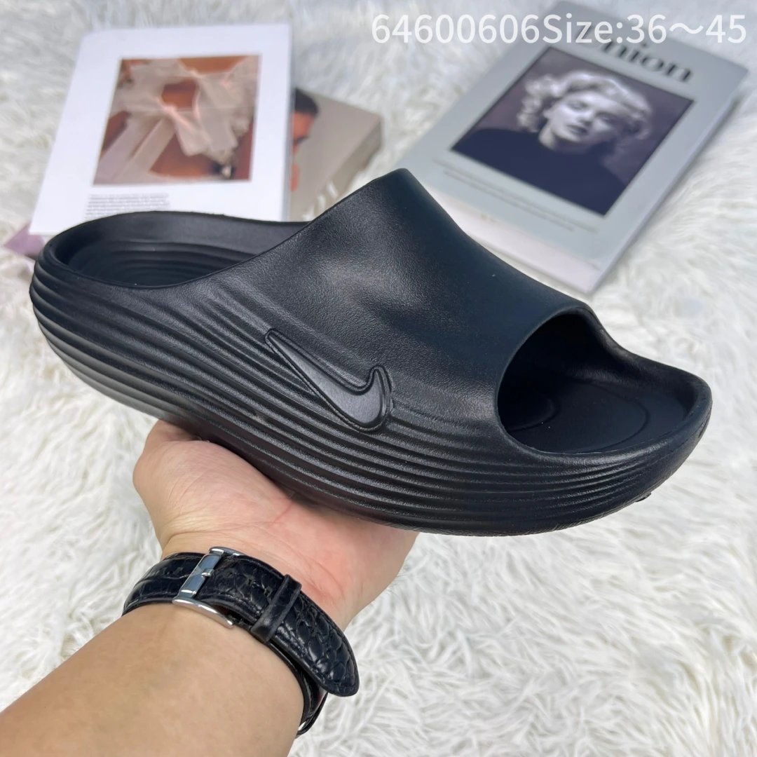 Nike Black Platform Slides EVA Cushioned Beach Sandals