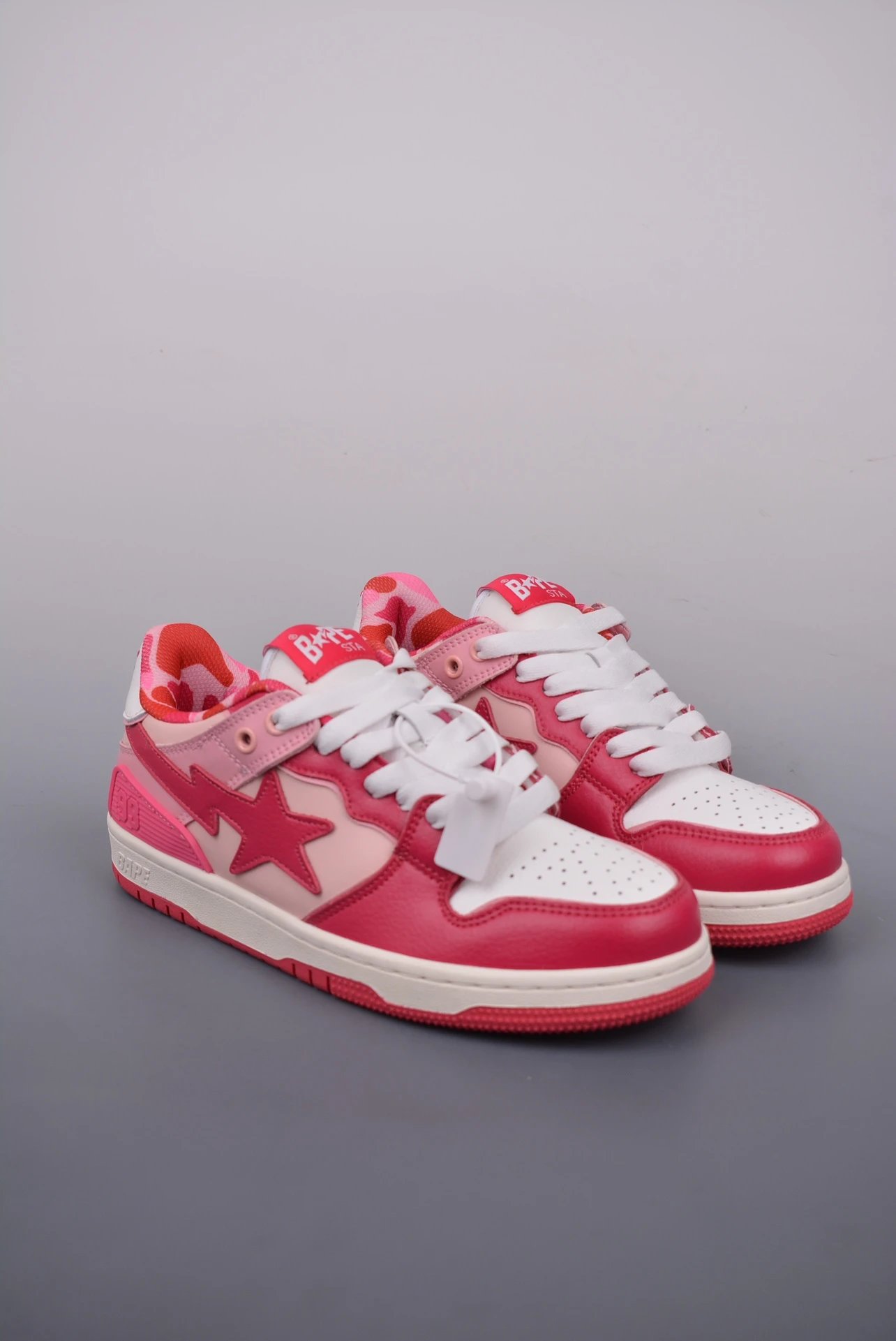 Bape BAPE STA Pink Red Low Top Sneakers