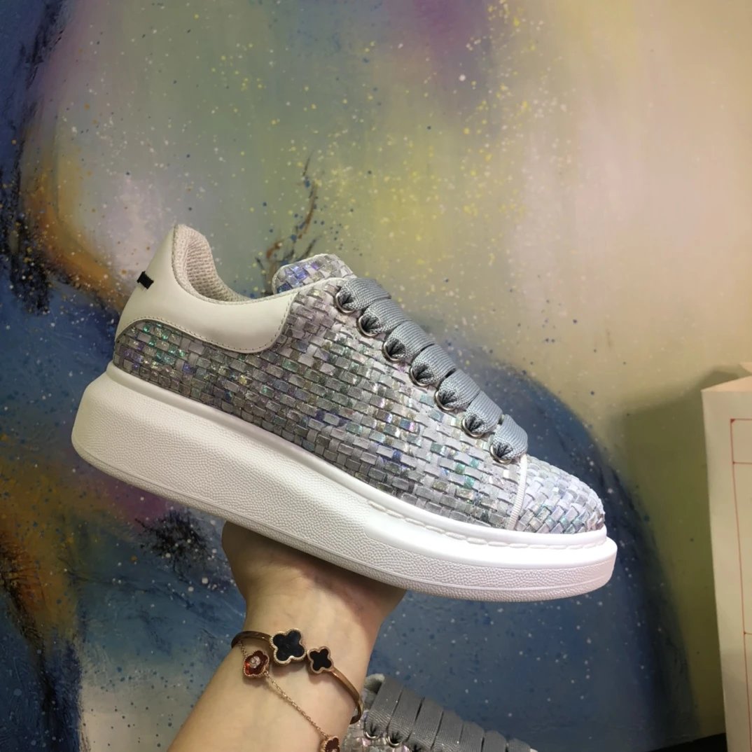 Alexander McQueen White Leather Platform Sneakers Shoes