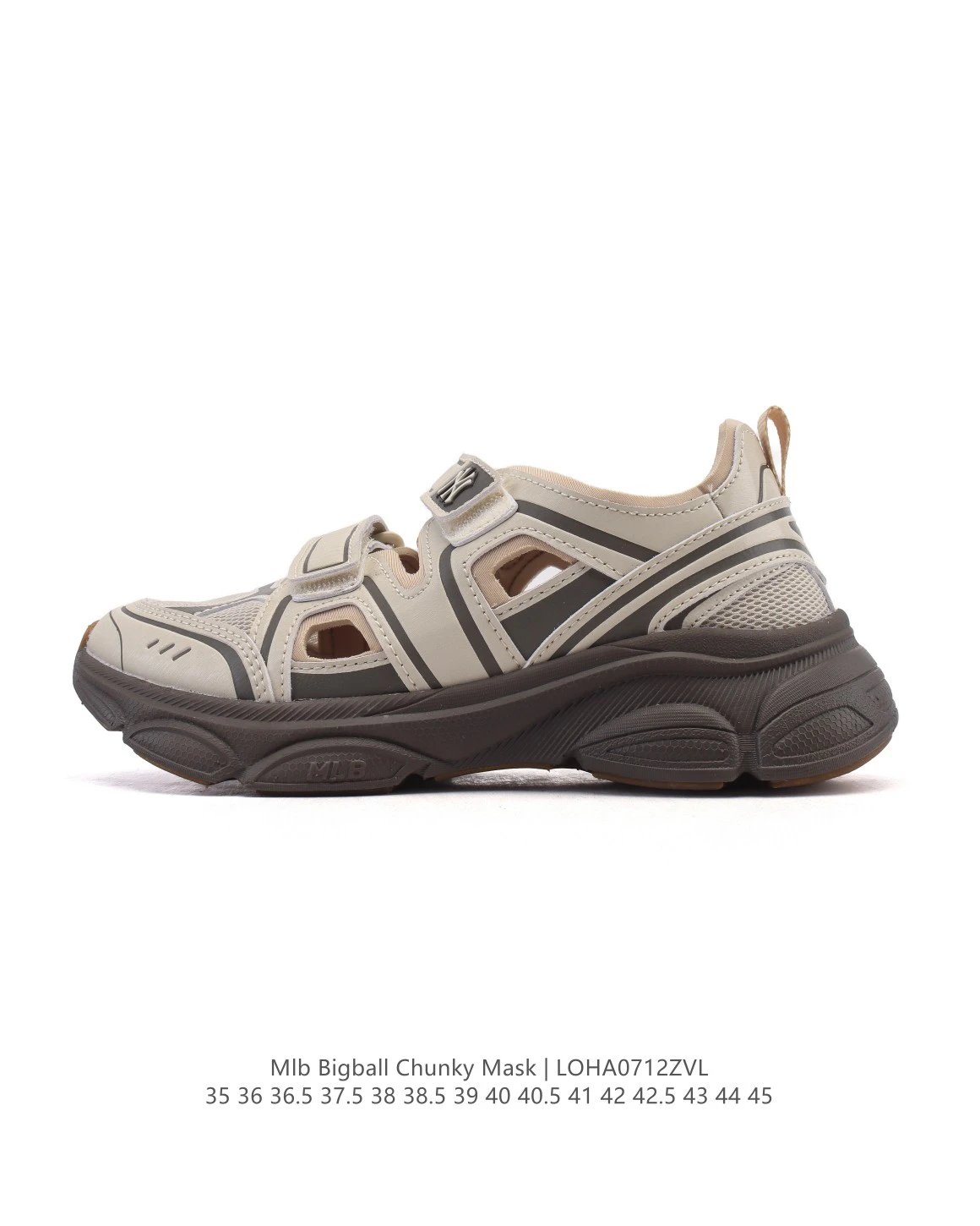 MLB Bigball Chunky Mask Beige Gray Dad Sandals