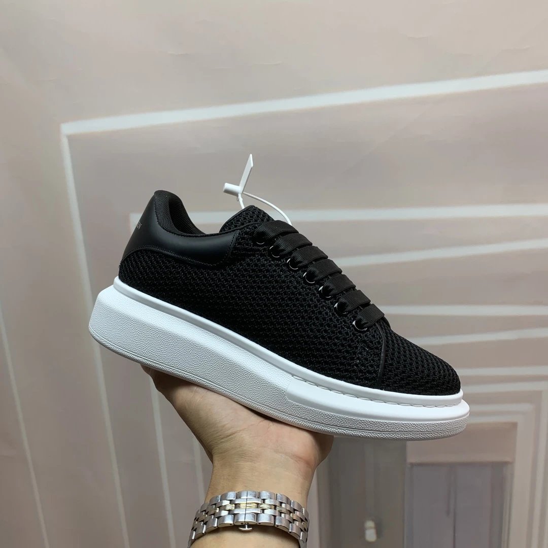Alexander McQueen Black Mesh Platform Sneakers White Sole