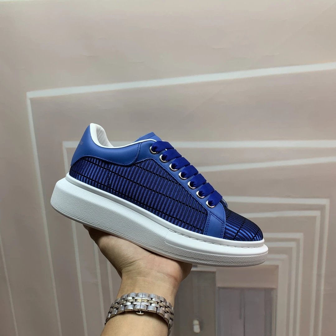 Alexander McQueen Blue Woven Platform Sneakers