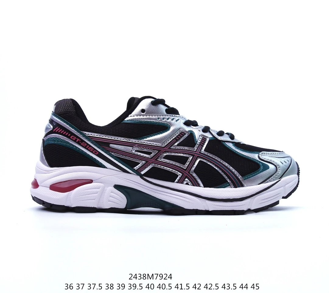 Asics GT-2160 Black Silver Burgundy Y2K Running Shoes