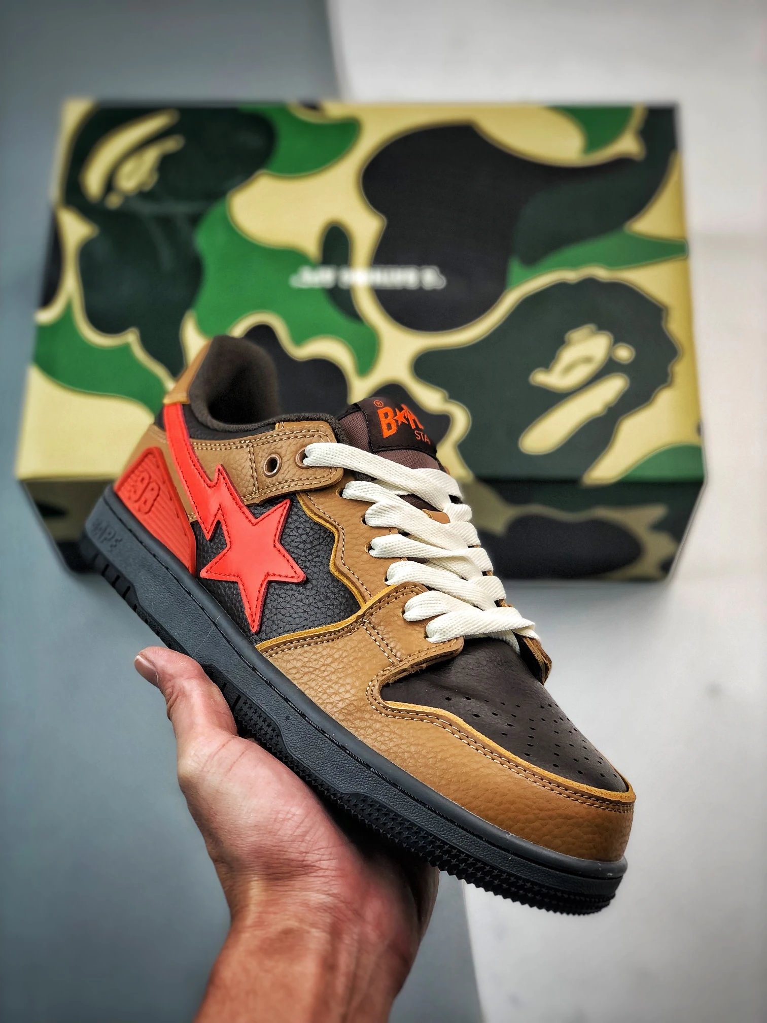 Bape Shark Camo Low Top Black White Canvas Sneakers