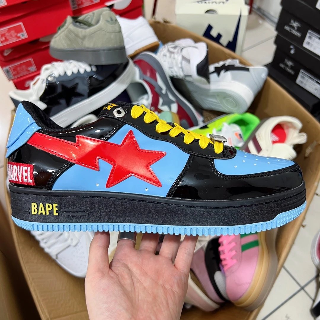 Bape BAPE STA White Green Leather Low Top Sneakers